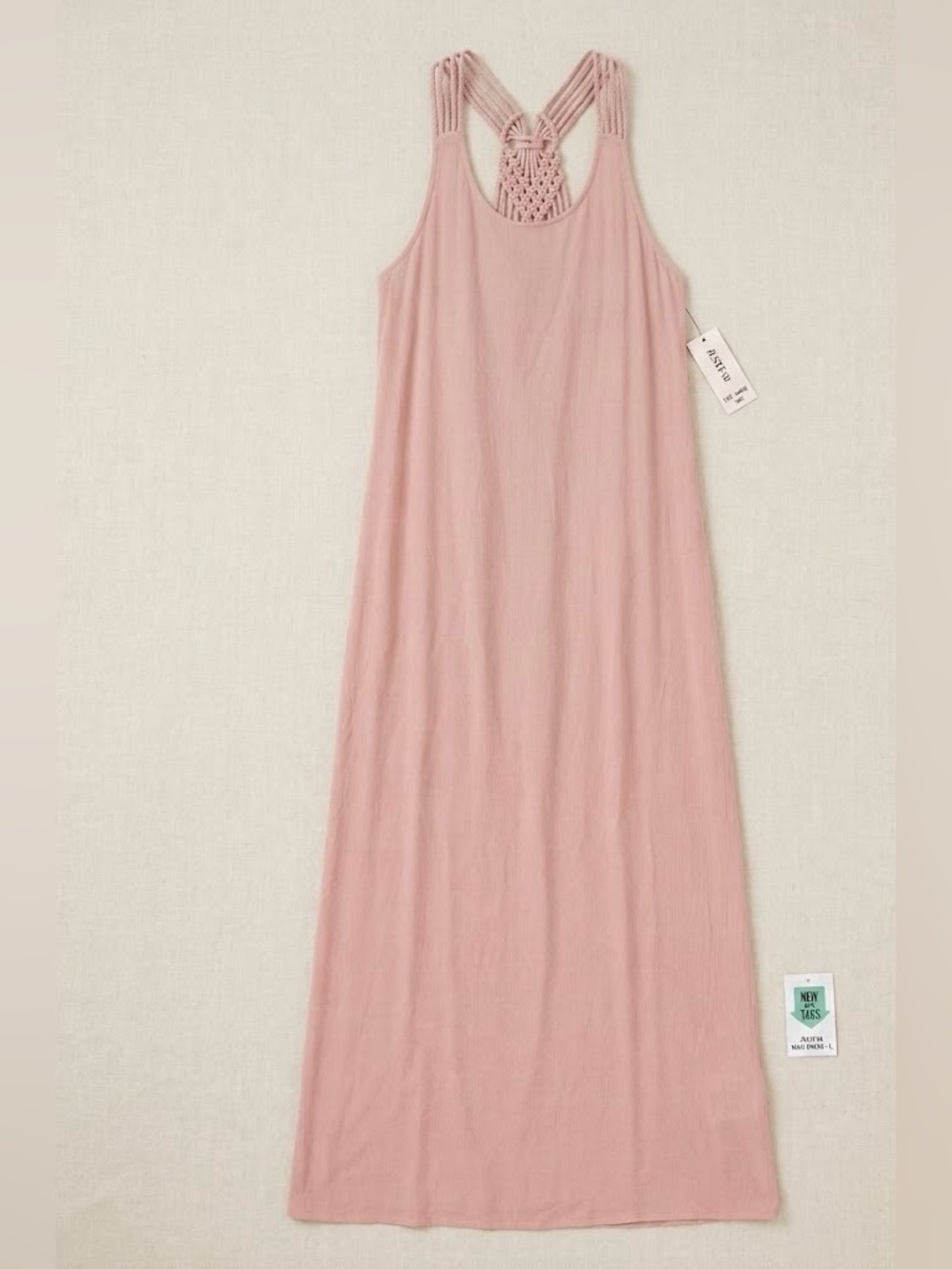 ✨ JustFab Casual Summer Boho Pink Macramé Back Maxi Dress - NWT ✨ Size Large